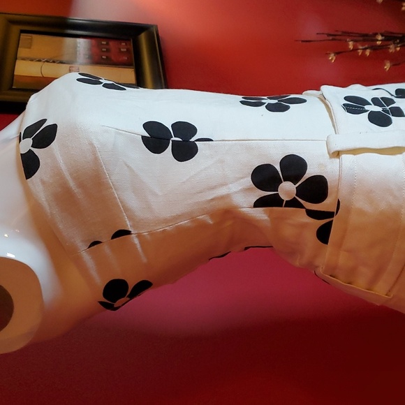 Zara White Black 60s White Black Pop Art Flower Strapless Low Waist Dress Sz 6 - Picture 6 of 14